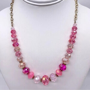 Ali Khan Pink Faceted AB Beaded Necklace